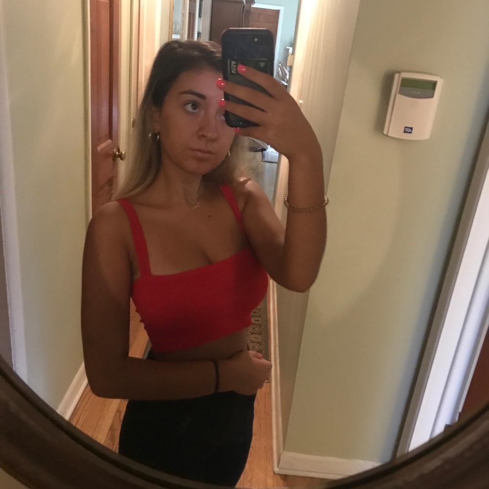 Urban Outfitters Seamless Red stretchy crop tank